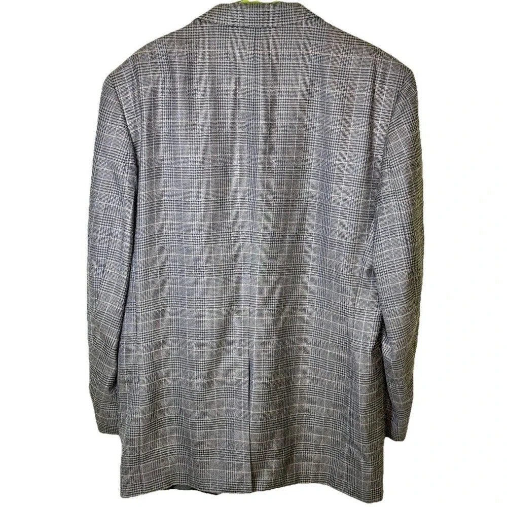 Jos A Bank Men Silk Wool Gray Plaid Blazer Classic Preppy Academic Old Money 46L